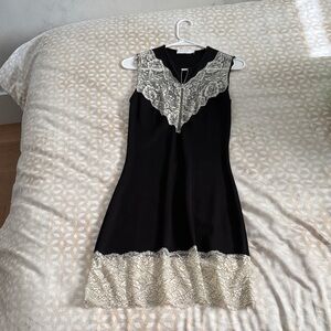 Sandro Black Dress with Cream Lace Accents